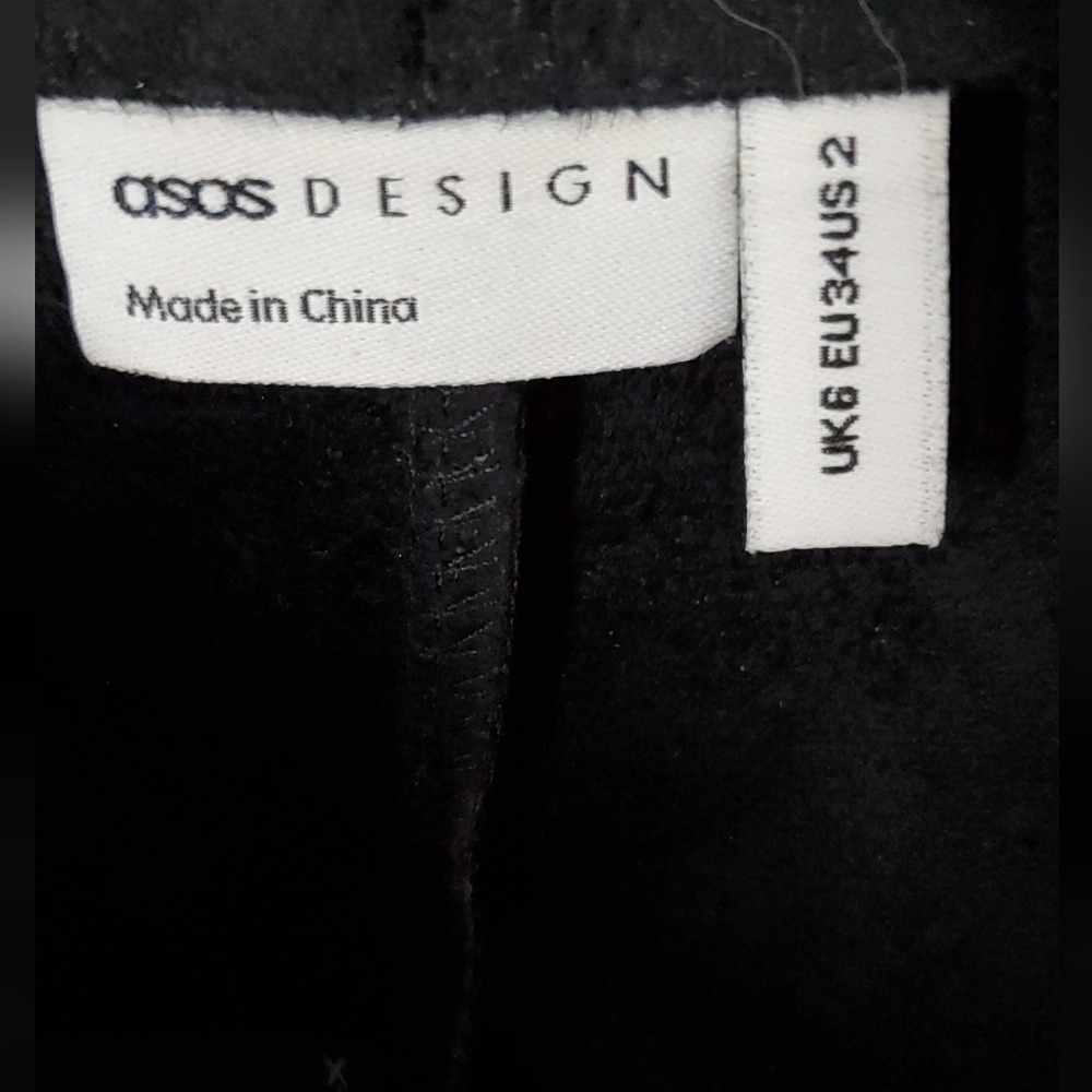Asos Design Black Faux Leather High-Waisted Stretch Flared Pants Size 2 - Picture 6 of 8